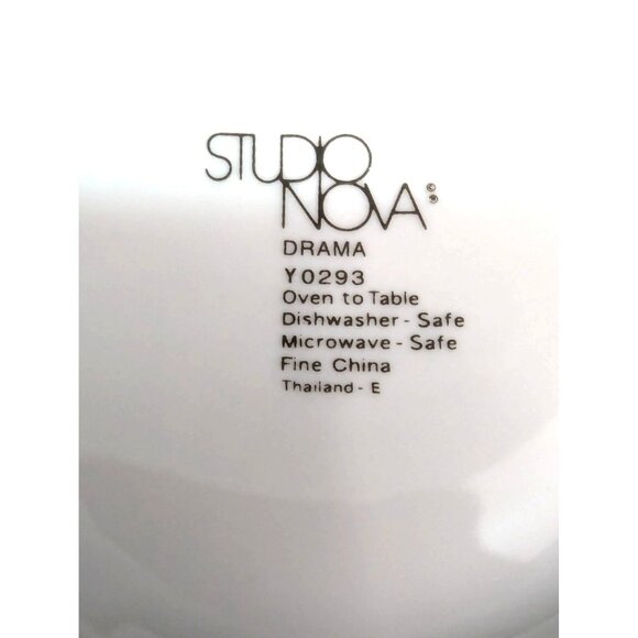 Studio Nova Drama Y0293 Black Geometric Pattern Flat Coffee Cup 6 Oz Set of 4 - Picture 8 of 8